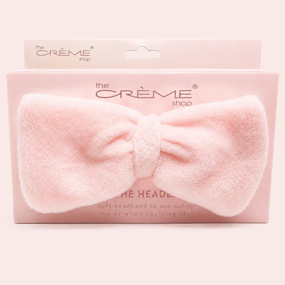 The Crème Shop Plush Bow Spa Headband Soft Pink Skincare Makeup Hair Band